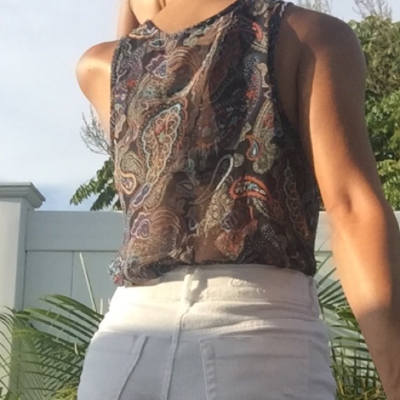 Paisley Button Down Sheer Blouse - Picture 5 of 6